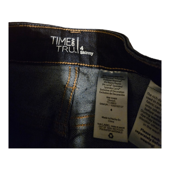 Time and Tru Size 4 Pre Ripped Dark Blue Skinny Jeans - Picture 7 of 9